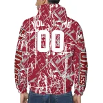 custom umass minutemen brushstroke pattern red windbreaker jacket best selling