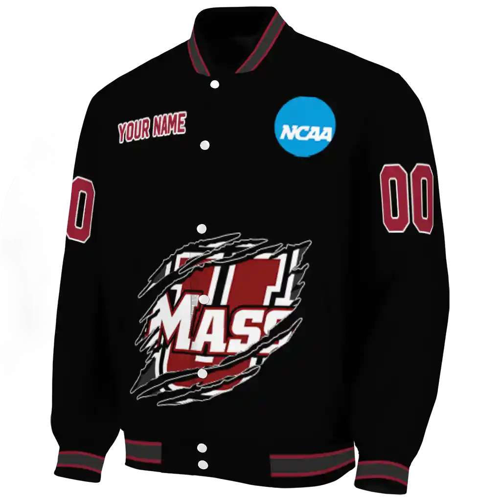 custom umass minutemen claw shred black varsity jacket best selling custom umass minutemen claw shred black varsity jacket best selling