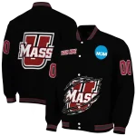 custom umass minutemen claw shred black varsity jacket best selling