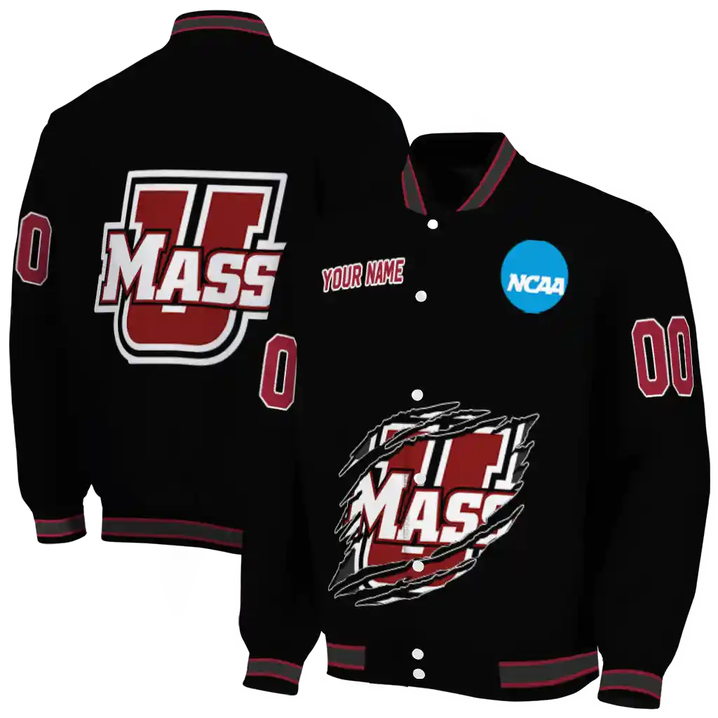 custom umass minutemen claw shred black varsity jacket fashion forward custom umass minutemen claw shred black varsity jacket fashion forward