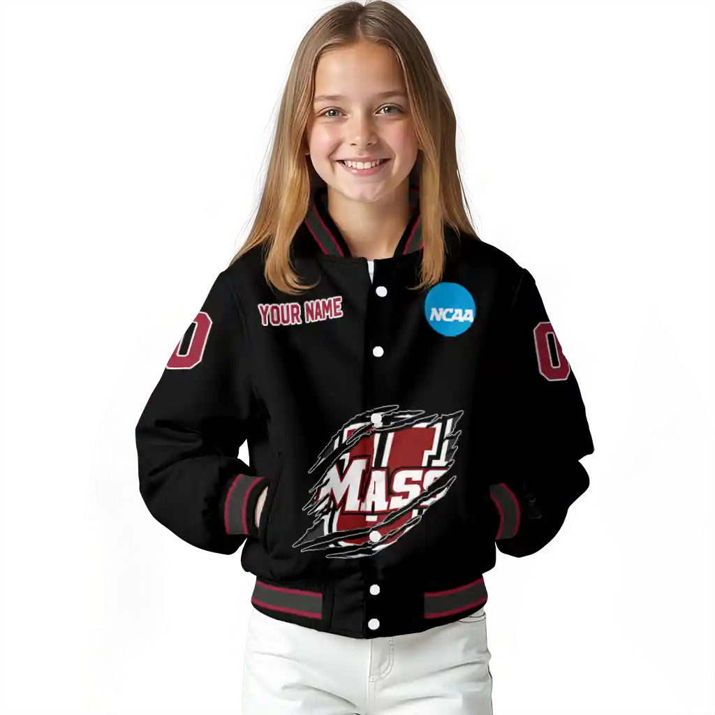 custom umass minutemen claw shred black varsity jacket top rated custom umass minutemen claw shred black varsity jacket top rated