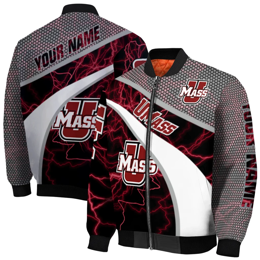 custom umass minutemen electric flash red bomber jacket best selling custom umass minutemen electric flash red bomber jacket best selling