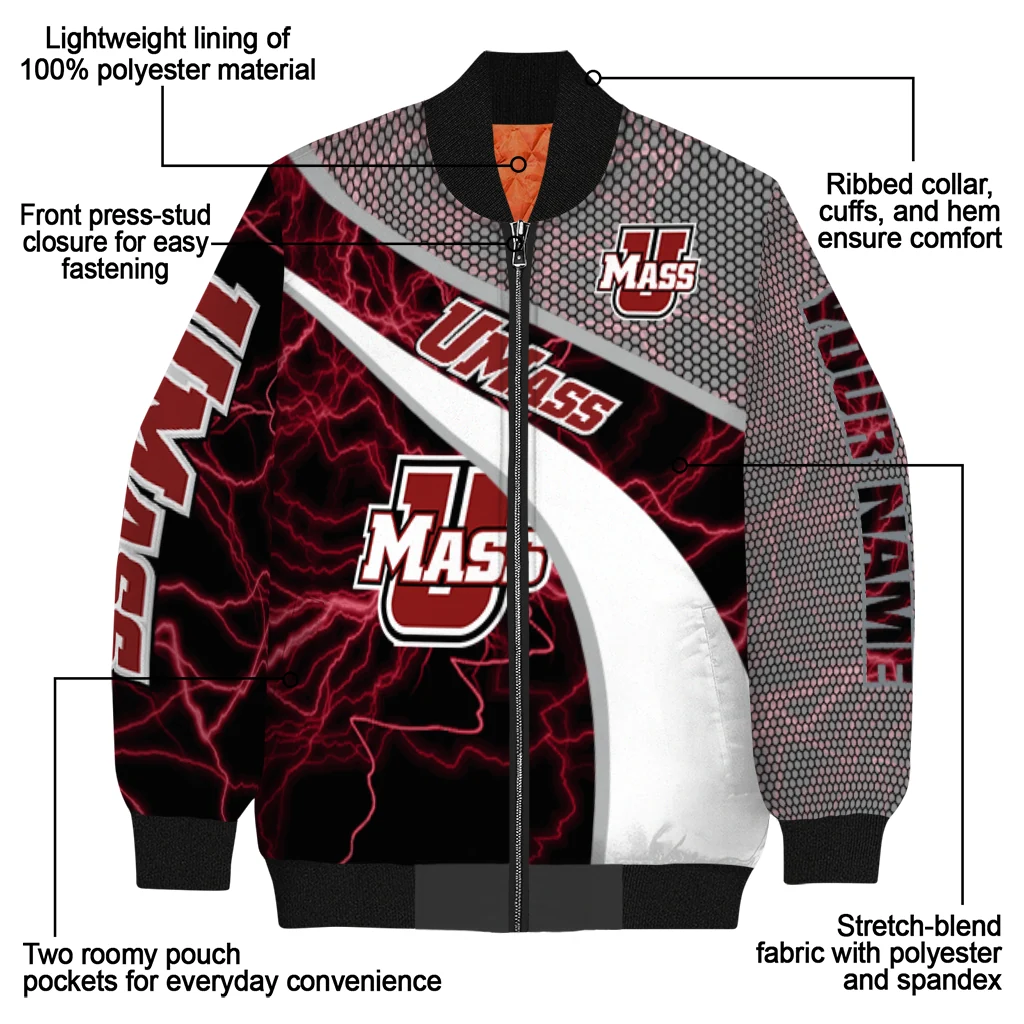 custom umass minutemen electric flash red bomber jacket new arrival custom umass minutemen electric flash red bomber jacket new arrival