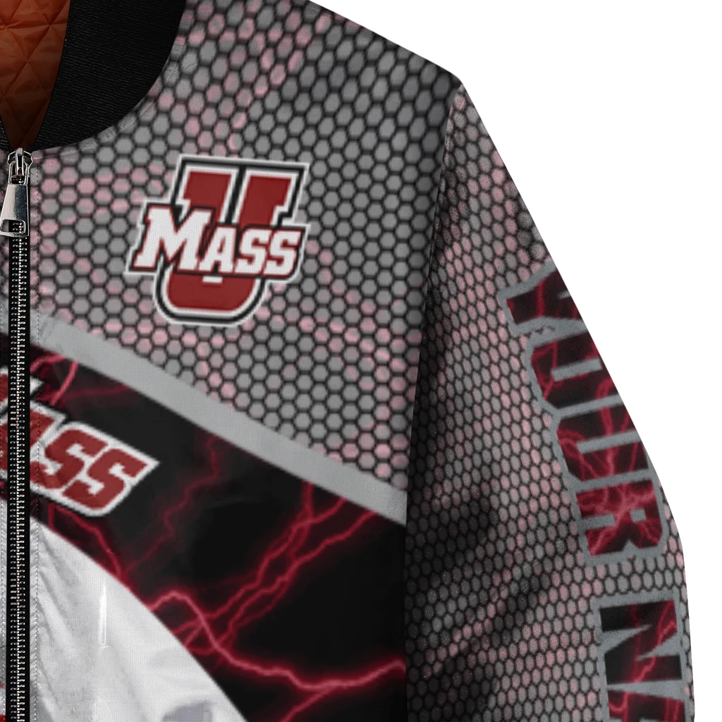 custom umass minutemen electric flash red bomber jacket premium grade custom umass minutemen electric flash red bomber jacket premium grade