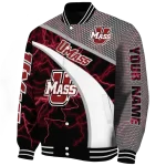 custom umass minutemen electric flash red varsity jacket best selling