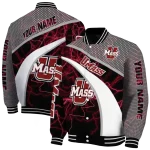 custom umass minutemen electric flash red varsity jacket best selling