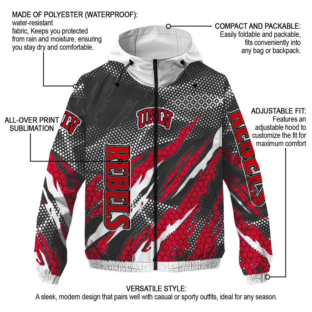 custom unlv rebels claw mesh red gray windbreaker jacket new arrival custom unlv rebels claw mesh red gray windbreaker jacket new arrival