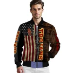 custom usc trojans flag wood brown bomber jacket best selling