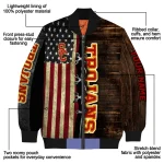custom usc trojans flag wood brown bomber jacket best selling