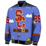 custom usc trojans mario blocks blue black varsity jacket best selling