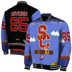 custom usc trojans mario blocks blue black varsity jacket best selling