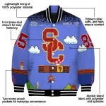 custom usc trojans mario blocks blue black varsity jacket best selling