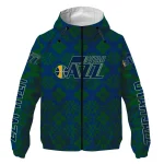 custom utah jazz geometric blossom navy windbreaker jacket best selling