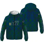 custom utah jazz geometric blossom navy windbreaker jacket best selling