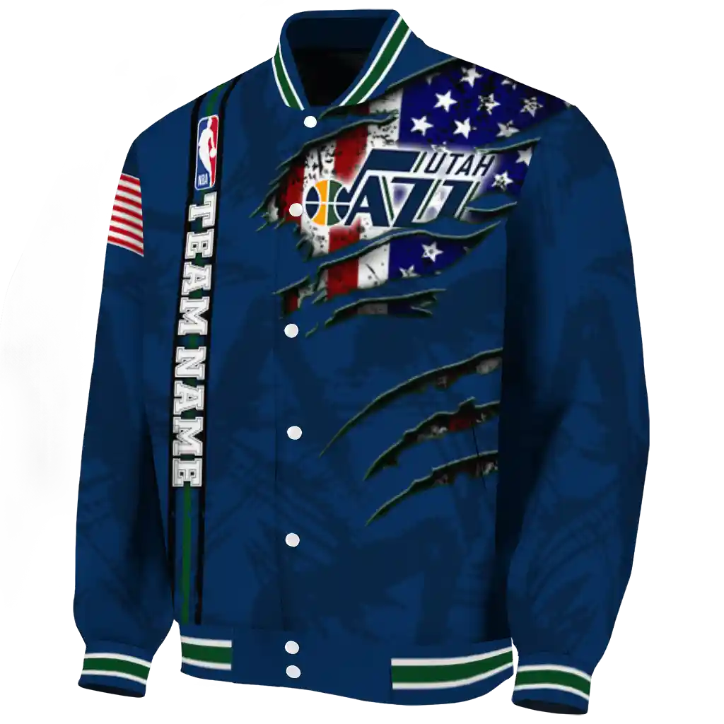 custom utah jazz patriotic claw marks navy varsity jacket best selling custom utah jazz patriotic claw marks navy varsity jacket best selling