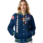 custom utah jazz patriotic claw marks navy varsity jacket best selling
