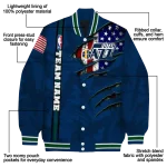 custom utah jazz patriotic claw marks navy varsity jacket best selling