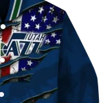 custom utah jazz patriotic claw marks navy varsity jacket best selling