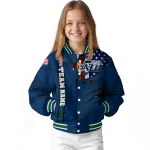 custom utah jazz patriotic claw marks navy varsity jacket best selling
