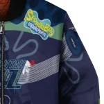 custom utah jazz spongebob playtime navy blue bomber jacket best selling