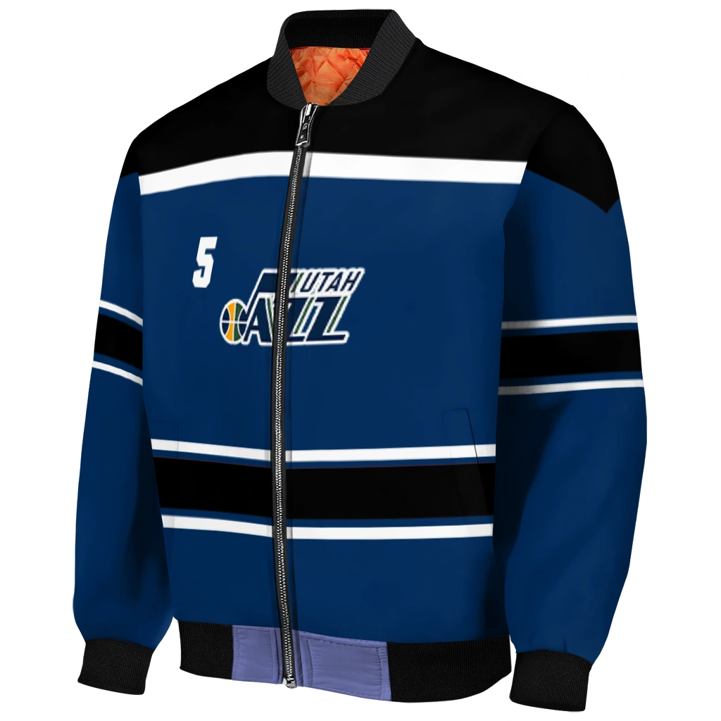 custom utah jazz stripe statement navy black bomber jacket fashion forward custom utah jazz stripe statement navy black bomber jacket fashion forward