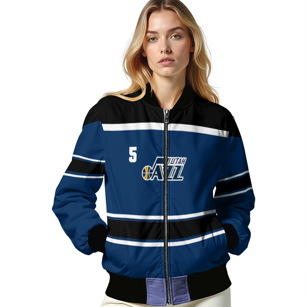 custom utah jazz stripe statement navy black bomber jacket latest model custom utah jazz stripe statement navy black bomber jacket latest model