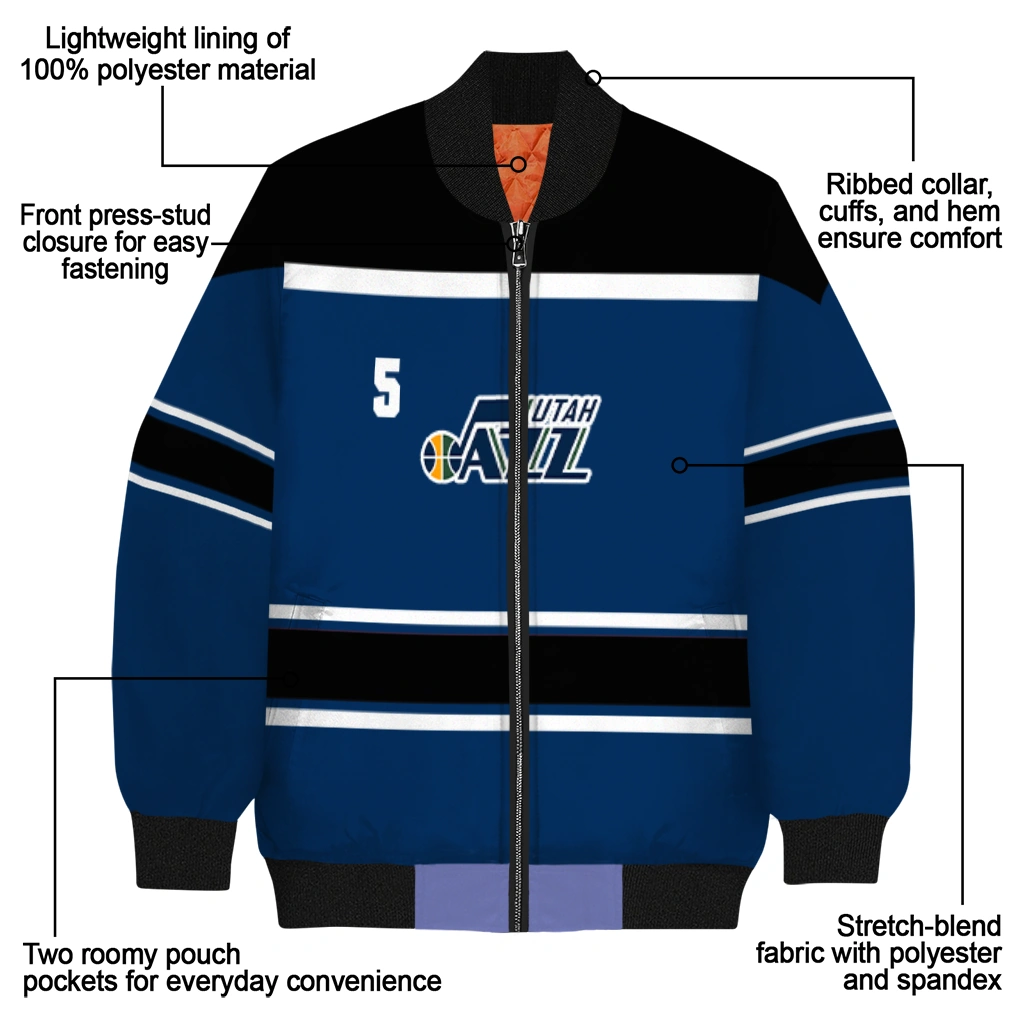 custom utah jazz stripe statement navy black bomber jacket new arrival custom utah jazz stripe statement navy black bomber jacket new arrival