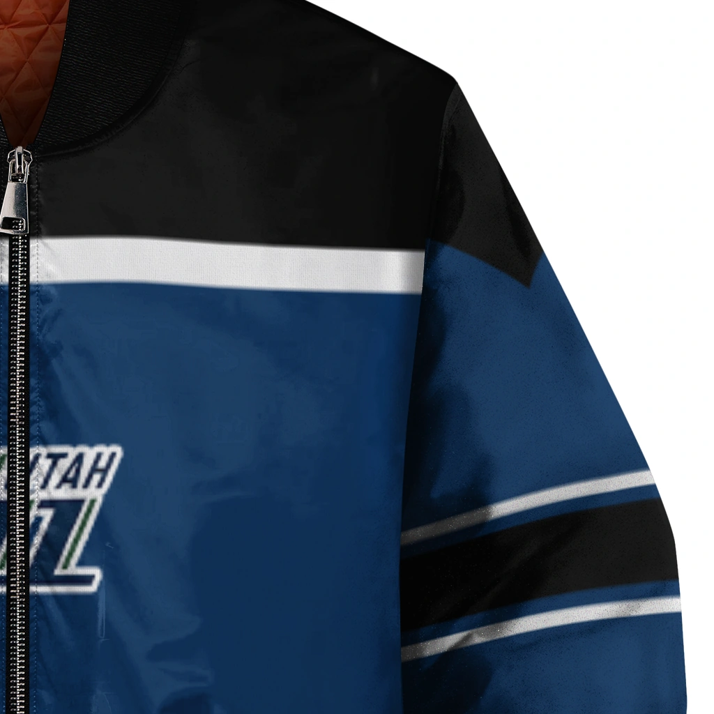 custom utah jazz stripe statement navy black bomber jacket premium grade custom utah jazz stripe statement navy black bomber jacket premium grade