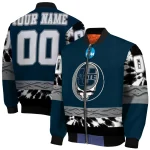 custom utah state aggies circle skull navy black bomber jacket best selling