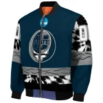 custom utah state aggies circle skull navy black bomber jacket best selling