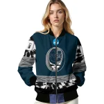 custom utah state aggies circle skull navy black bomber jacket best selling