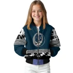 custom utah state aggies circle skull navy black bomber jacket best selling