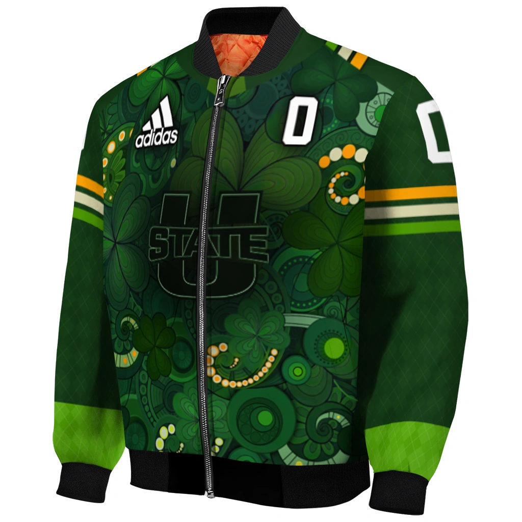 custom utah state aggies shamrock vortex green bomber jacket fashion forward custom utah state aggies shamrock vortex green bomber jacket fashion forward