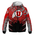 custom utah utes brick motion red black windbreaker jacket best selling