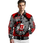 custom utah utes burst splatter red varsity jacket best selling