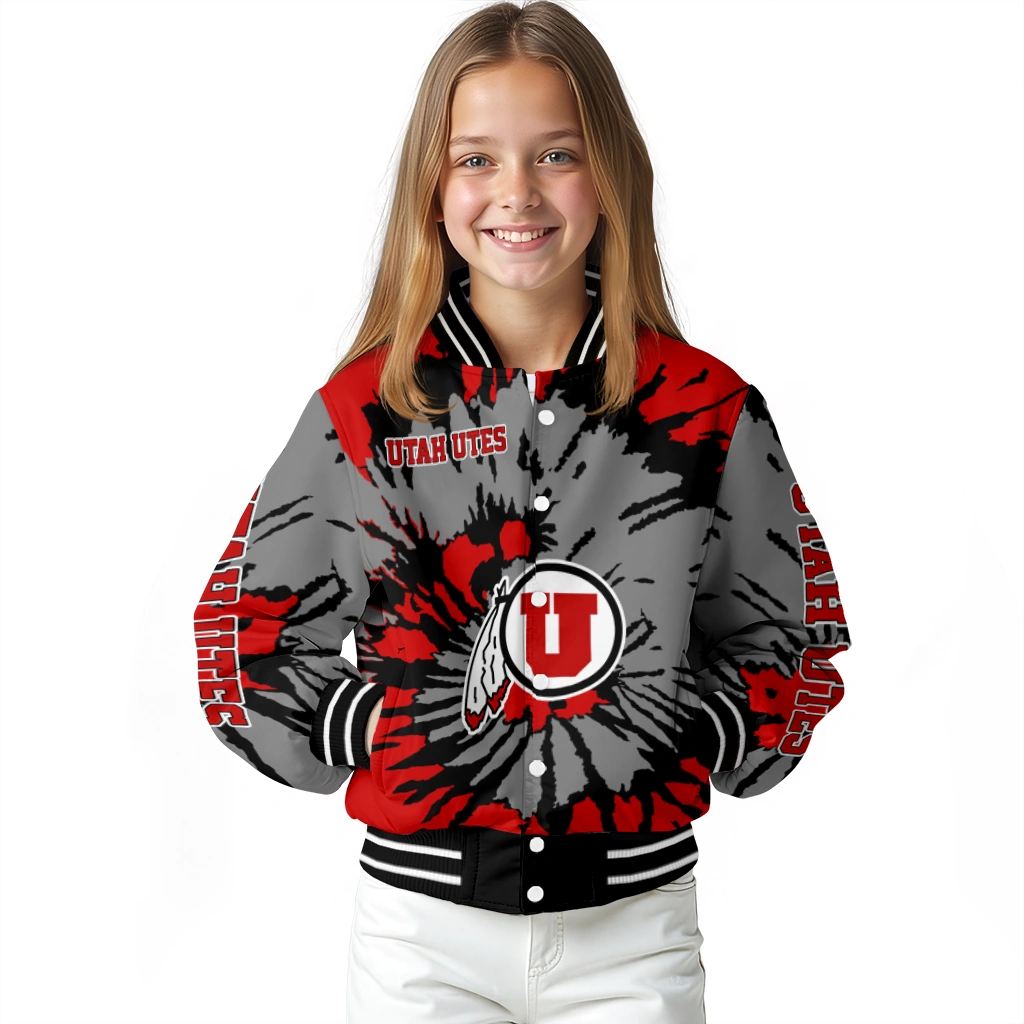 custom utah utes burst splatter red varsity jacket top rated custom utah utes burst splatter red varsity jacket top rated