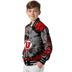 custom utah utes burst splatter red varsity jacket best selling