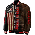 custom utah utes flag wood brown varsity jacket best selling