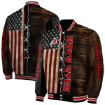custom utah utes flag wood brown varsity jacket best selling