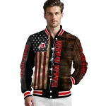 custom utah utes flag wood brown varsity jacket best selling