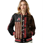 custom utah utes flag wood brown varsity jacket best selling