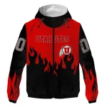 custom utah utes flame trim red black windbreaker jacket best selling