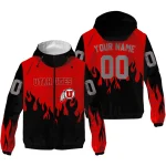 custom utah utes flame trim red black windbreaker jacket best selling