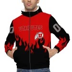 custom utah utes flame trim red black windbreaker jacket best selling