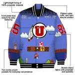 custom utah utes mario blocks blue black varsity jacket best selling