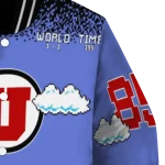 custom utah utes mario blocks blue black varsity jacket best selling