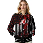 custom utah utes star stripes red black varsity jacket best selling