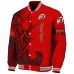 custom utah utes tribal deer art red varsity jacket best selling