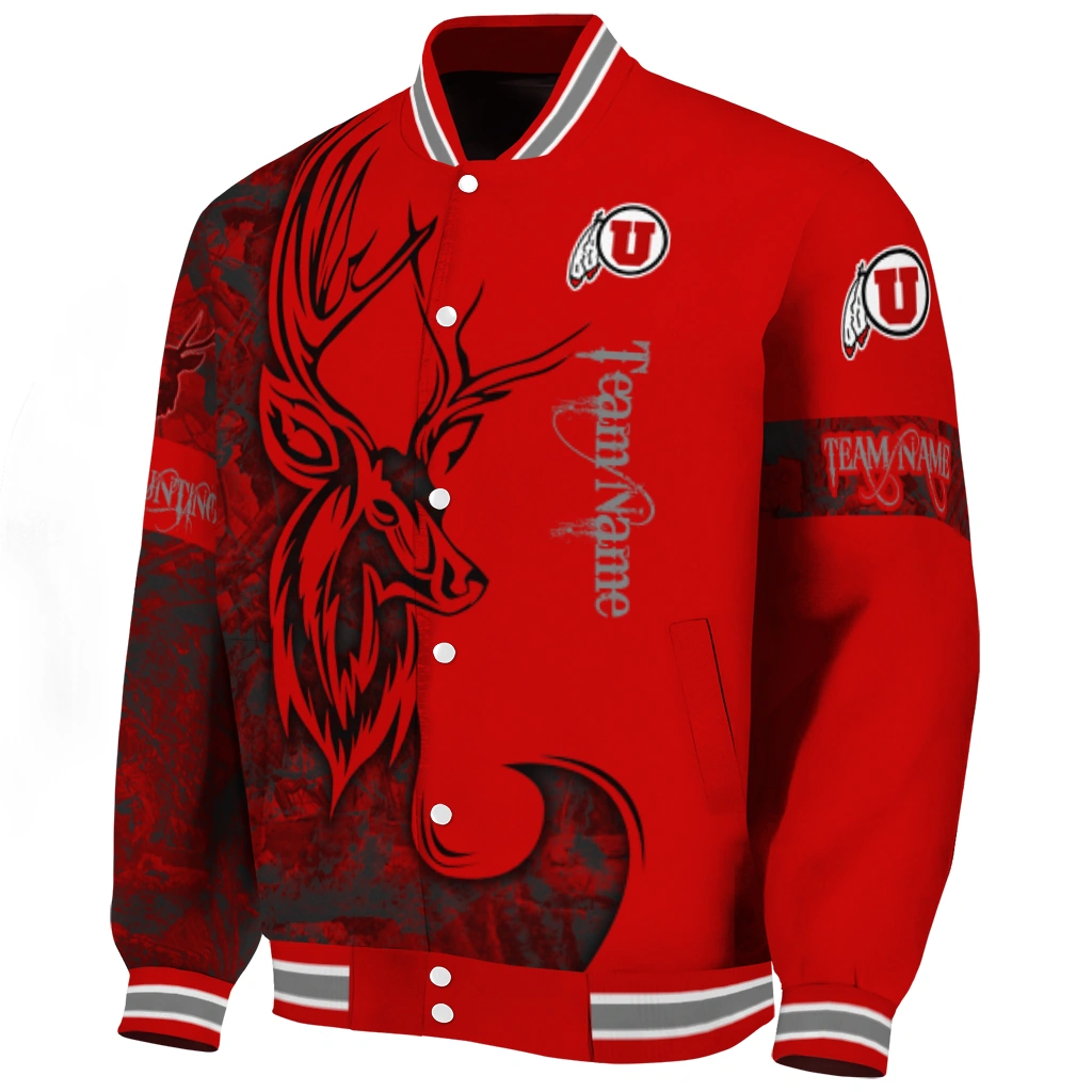 custom utah utes tribal deer art red varsity jacket best selling custom utah utes tribal deer art red varsity jacket best selling