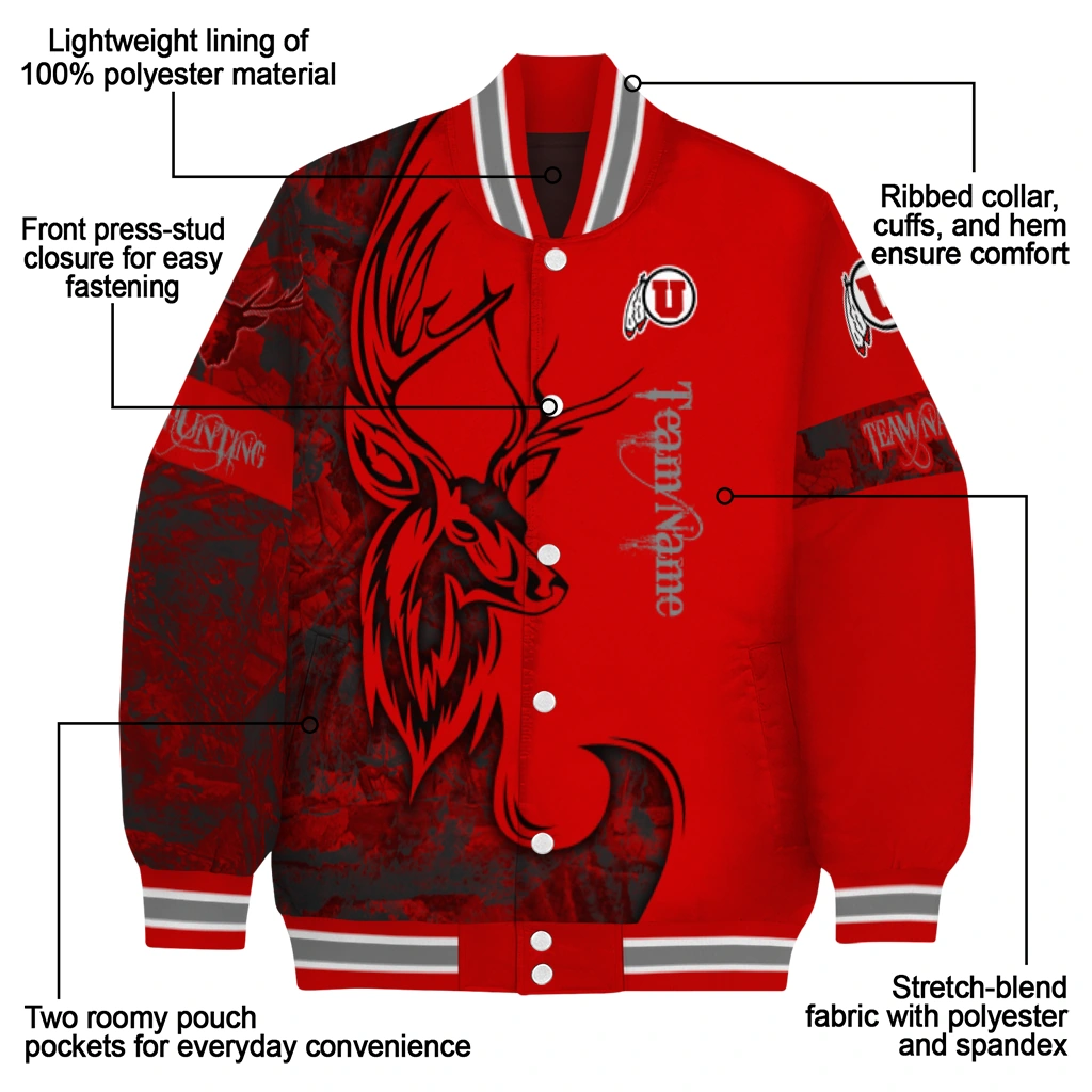 custom utah utes tribal deer art red varsity jacket new arrival custom utah utes tribal deer art red varsity jacket new arrival